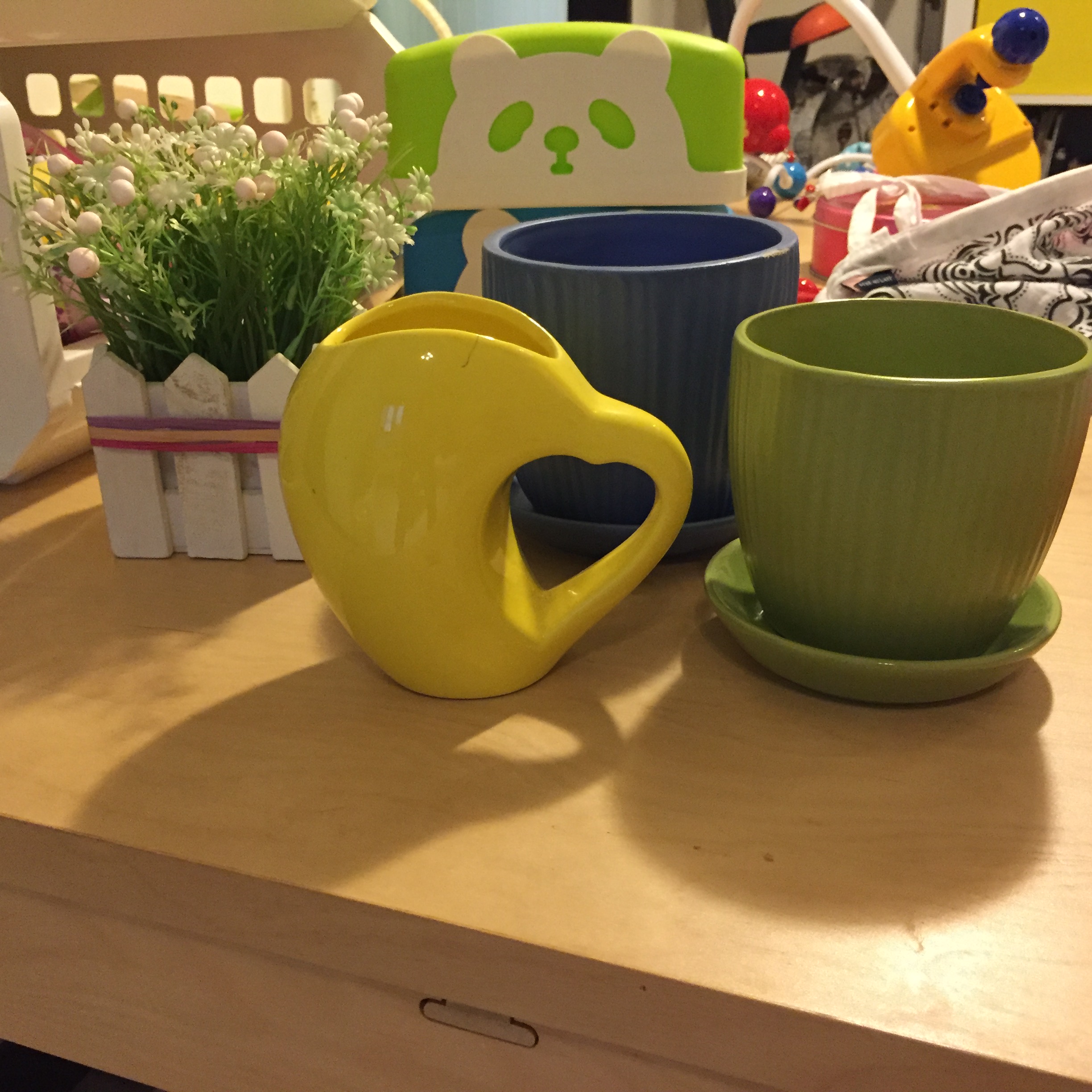 [赠送] 面纸盒,花盆,假花盆栽