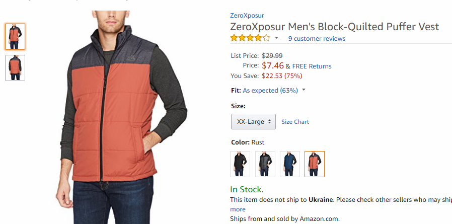 Zeroxposur Jacket Size Chart