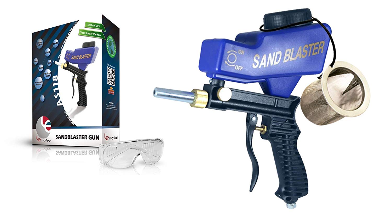 Air Sandblaster With surface nozzle Vacuum Gun LEMATEC Glass Blasting Portable