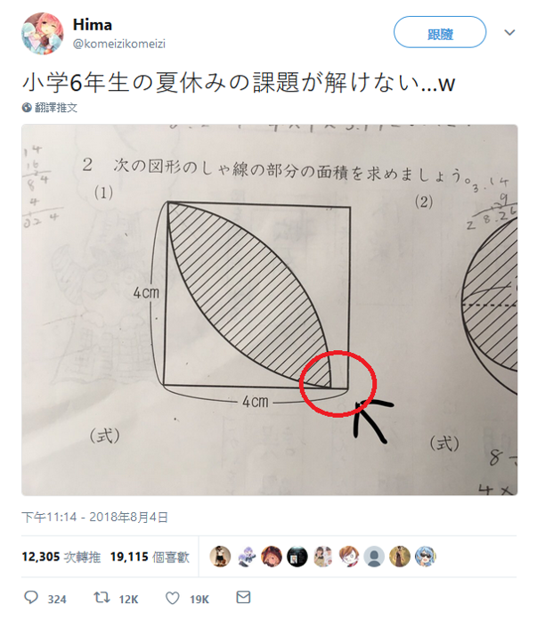 求陰影面積 小學六年班數學唔識計 學術台 香港高登討論區