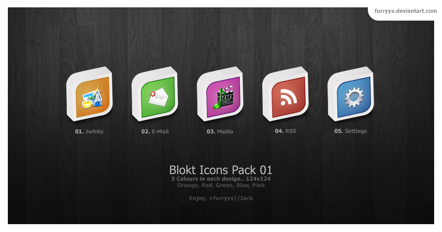 Blokt Icon Set 01 by =furryyx：124×124 PNG 很精致的图标哦～