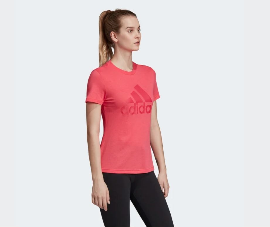 Adidas MUST HAVES BADGE OF SPORT TEE 女款粉色短袖上衣-NO.EB3788