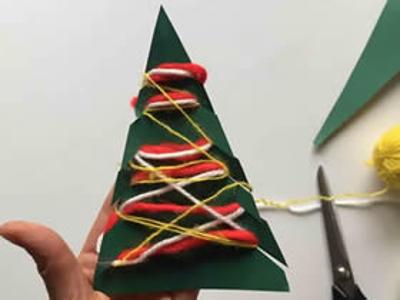 怎么用卡纸和纱线做立体圣诞树的方法图解