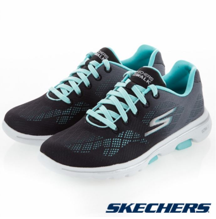 SKECHERS系列-GOWALK 5 女款黑綠運動健走鞋-NO.15929BKAQ