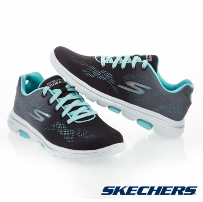 SKECHERS系列-GOWALK 5 女款黑綠運動健走鞋-NO.15929BKAQ