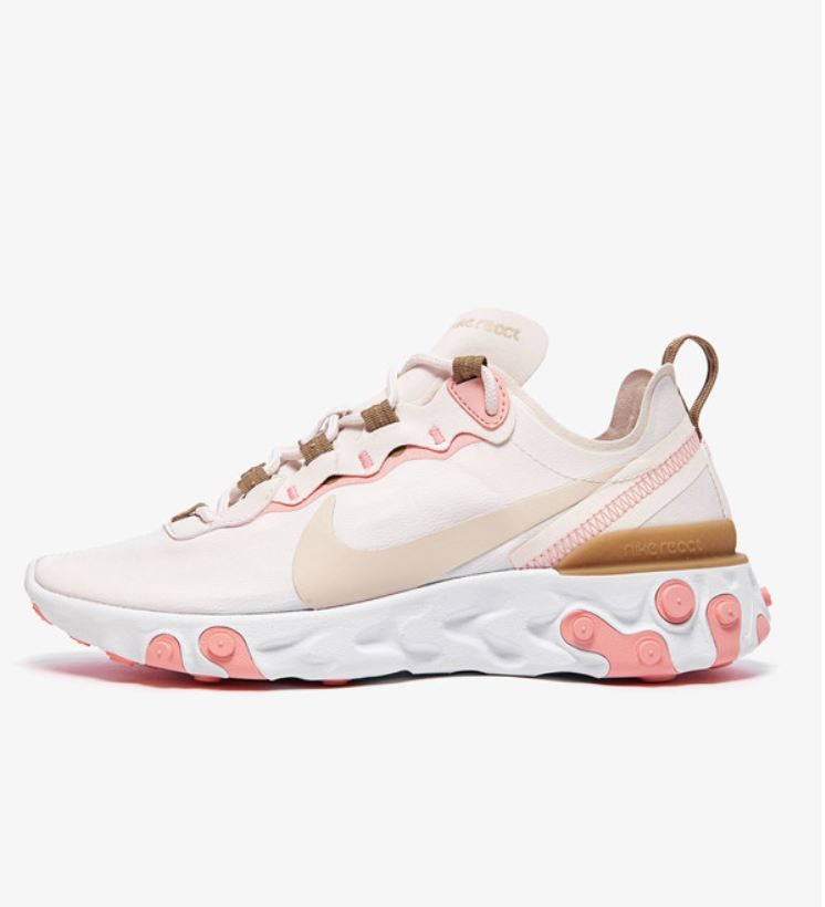 NIKE系列-React Element 55 女款米白粉運動休閒鞋-NO.BQ2728007