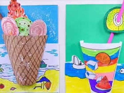怎么用卡纸做冰激凌和柠檬茶贴画的方法图解