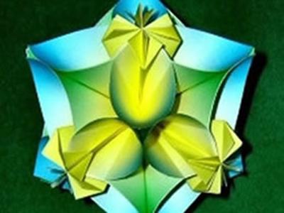 怎么折纸四瓣花球的折法图解