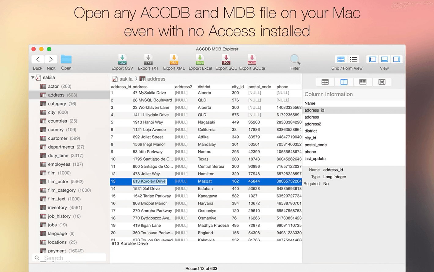 mdb accdb viewer free version for mac