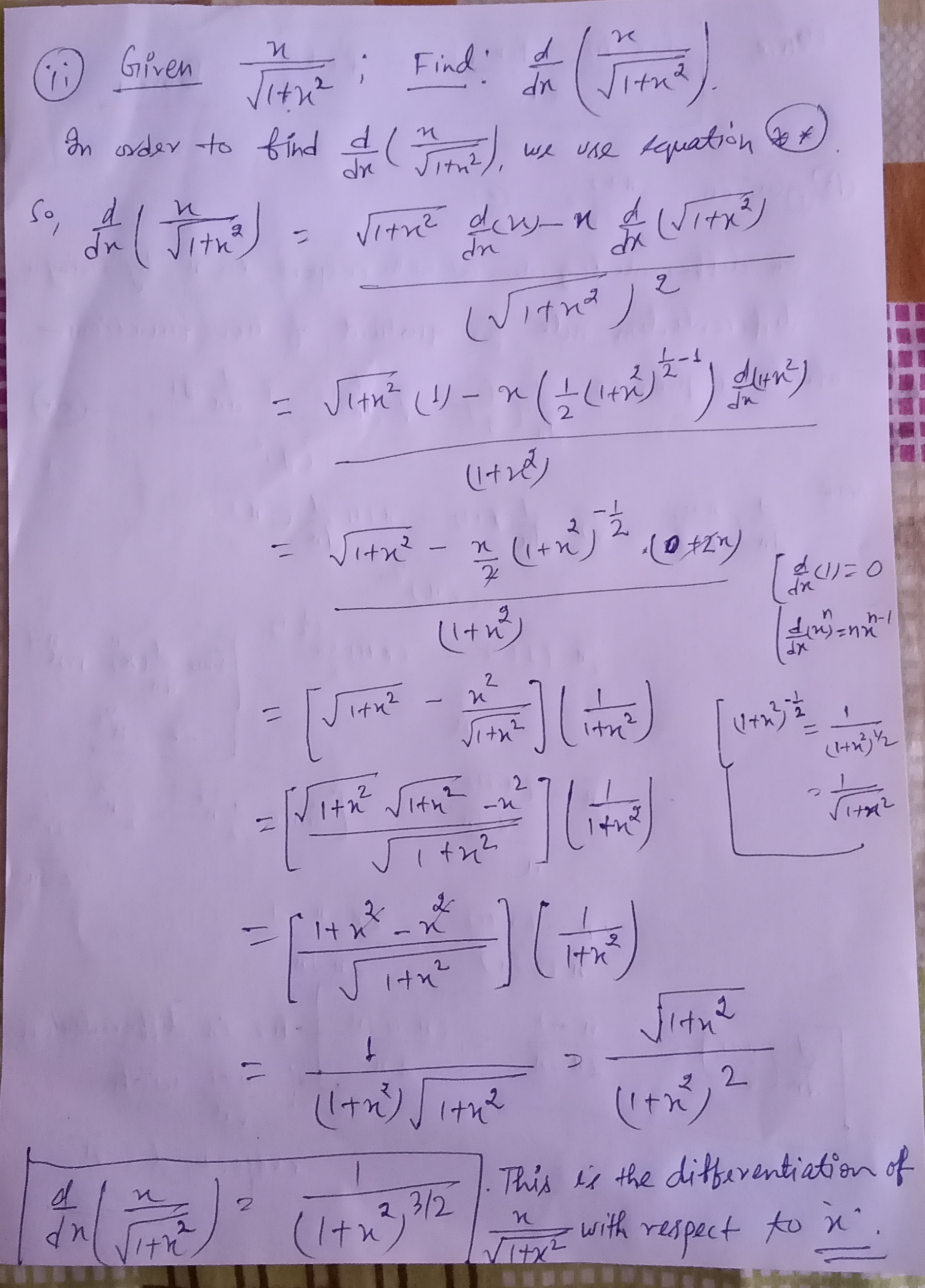 Question two A. If f is continuous, use l'Hospital's Rule to show that f(x+h)-f(x-h) = f'(x) 2h B. Differentiate with respect to x x+1 (i) (ii) Vx V1+x² (ii) [10 marks] Evaluate the integral 5 S (1 + 3x)dx -1 PTP4yL