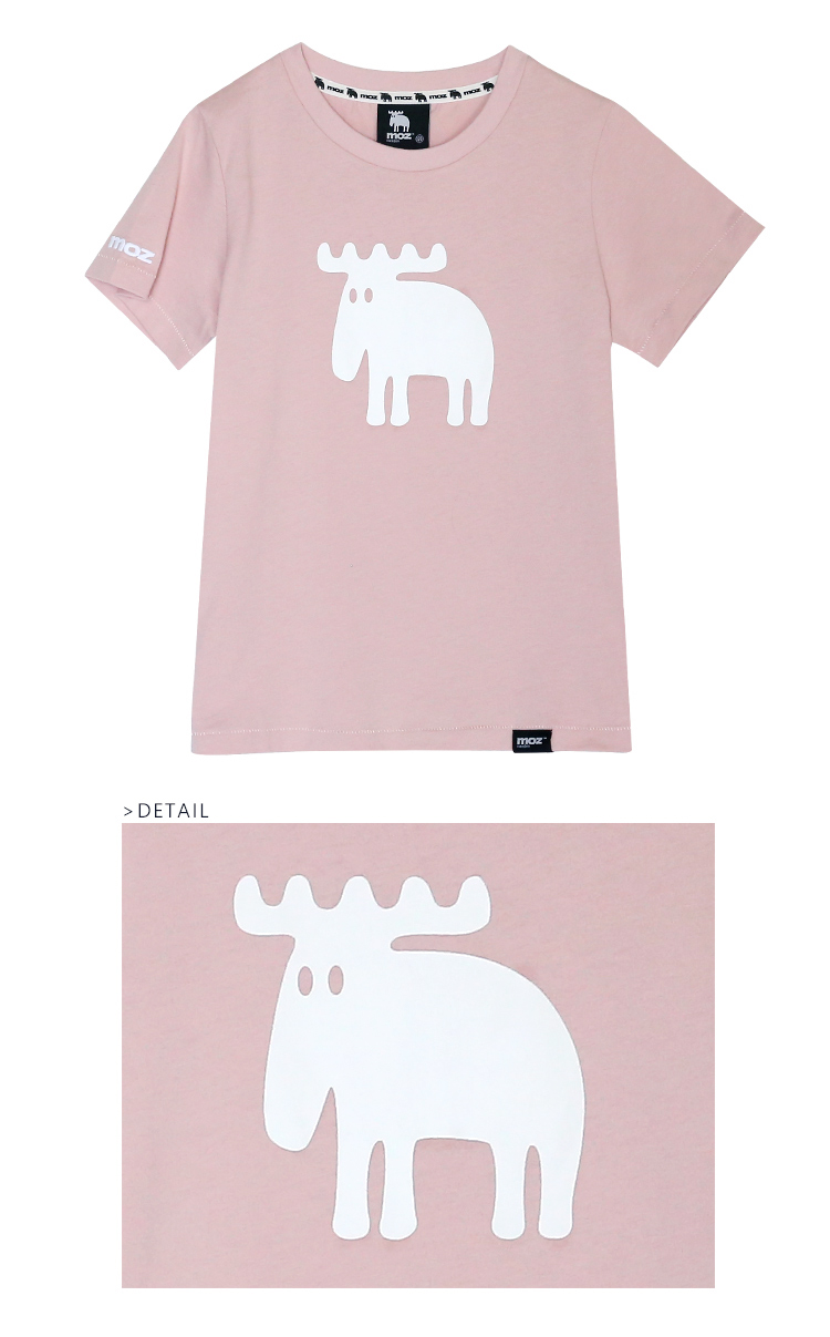 moz Swedish moose print 100% comfortable cotton short T (children's version) soft powder - Tops & T-Shirts - Cotton & Hemp Pink