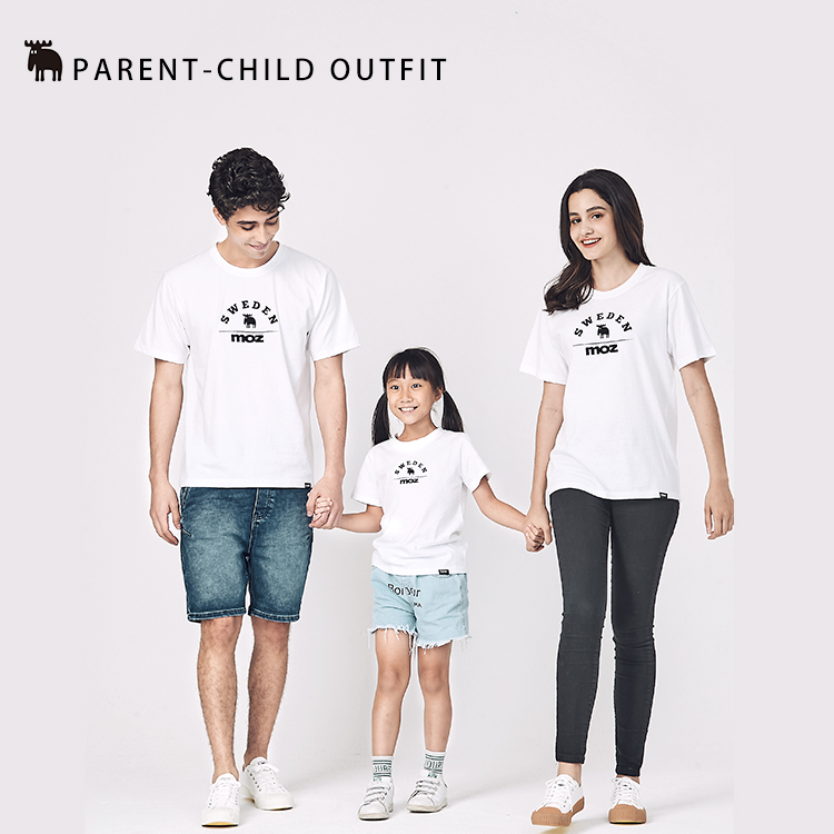 moz Swedish moose print 100% comfortable cotton short T (children's version) soft powder - Tops & T-Shirts - Cotton & Hemp Pink