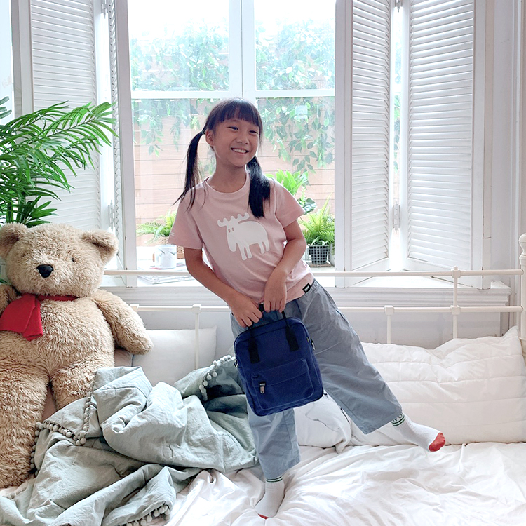 moz Swedish moose print 100% comfortable cotton short T (children's version) soft powder - Tops & T-Shirts - Cotton & Hemp Pink
