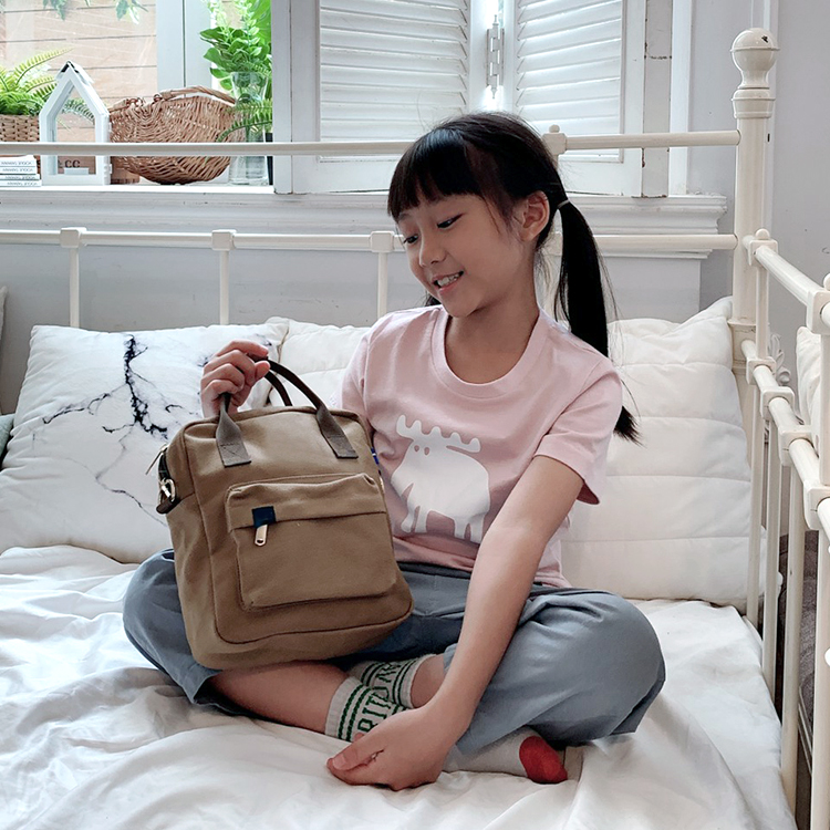 moz Swedish moose print 100% comfortable cotton short T (children's version) soft powder - Tops & T-Shirts - Cotton & Hemp Pink