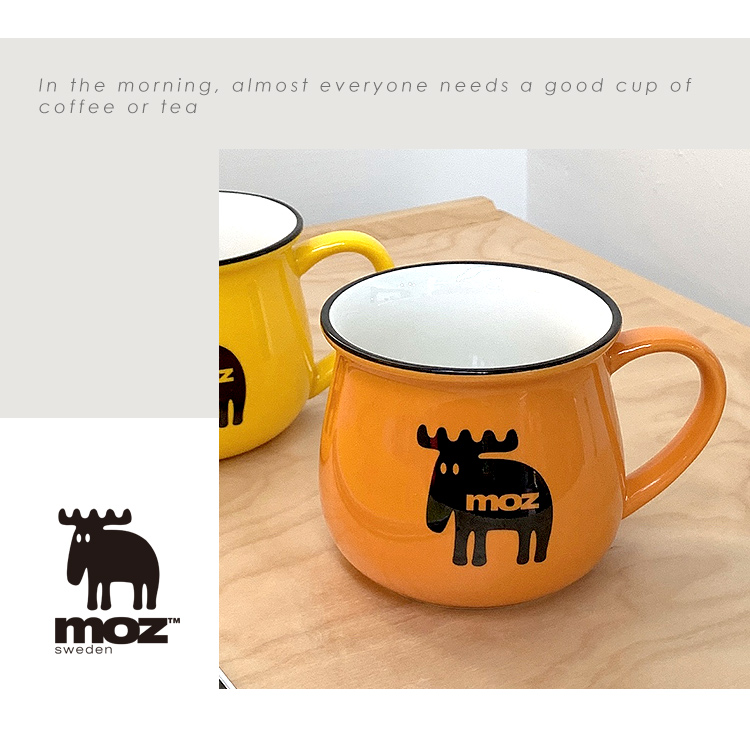 moz Swedish Moose Sugar Bowl Mug 350ml-Vibrant Orange - Cups - Porcelain Orange