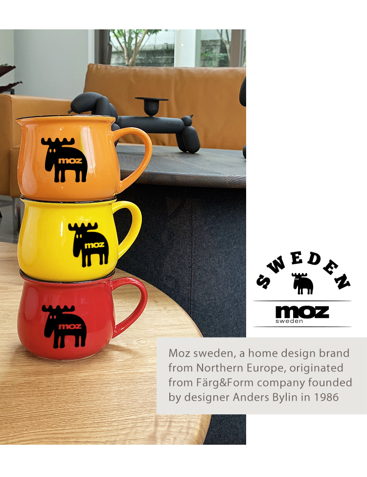 moz Swedish Moose Sugar Bowl Mug 350ml-Vibrant Orange - Cups - Porcelain Orange