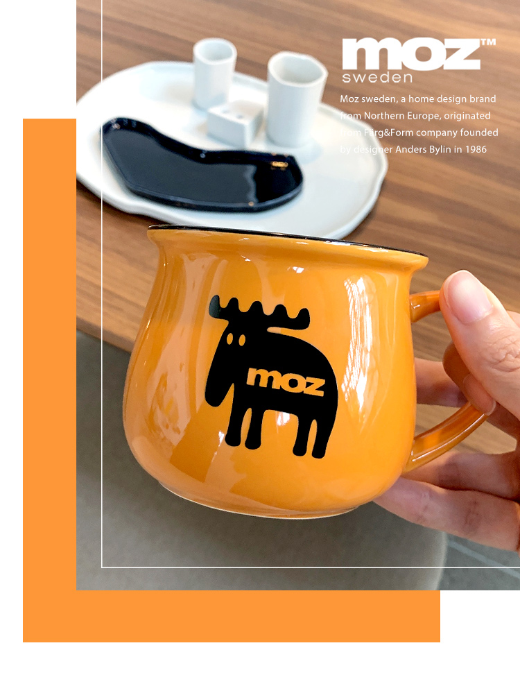 moz Swedish Moose Sugar Bowl Mug 350ml-Vibrant Orange - Cups - Porcelain Orange