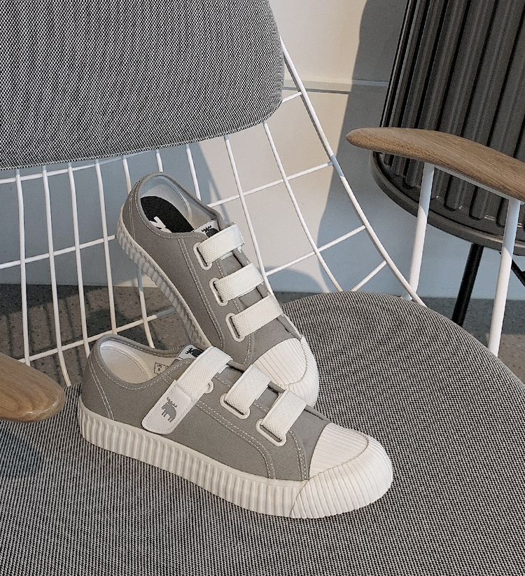 moz Swedish thick-soled moose devil felt canvas biscuit shoes (Cement gray) - Women's Casual Shoes - Cotton & Hemp Gray