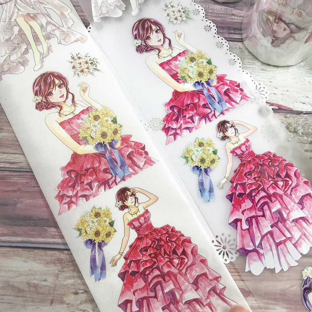 Shining Ladies-1-Masking tape(PET & Japanese paper) - Washi Tape - Paper Multicolor