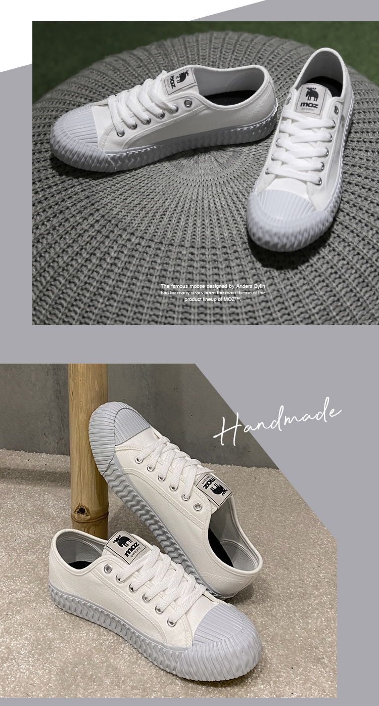 moz Swedish moose lace-up canvas biscuit shoes (marble grey) - Women's Casual Shoes - Cotton & Hemp White