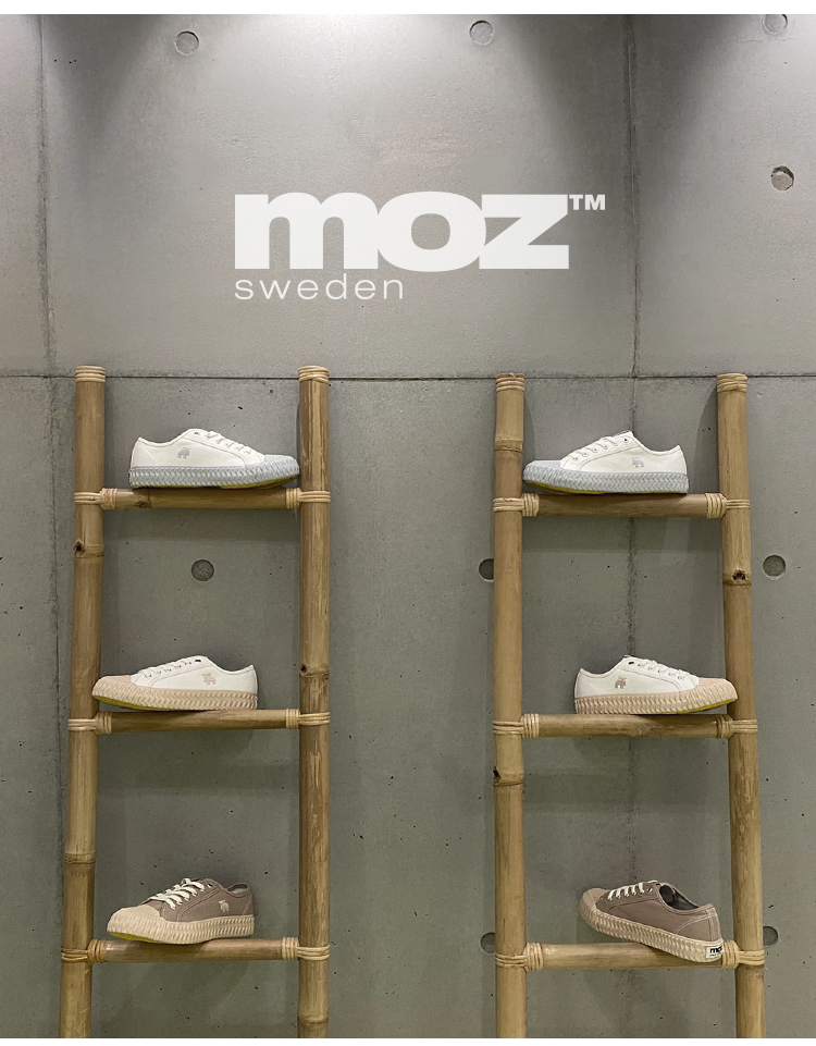 moz Swedish moose lace-up canvas biscuit shoes (marble grey) - Women's Casual Shoes - Cotton & Hemp White
