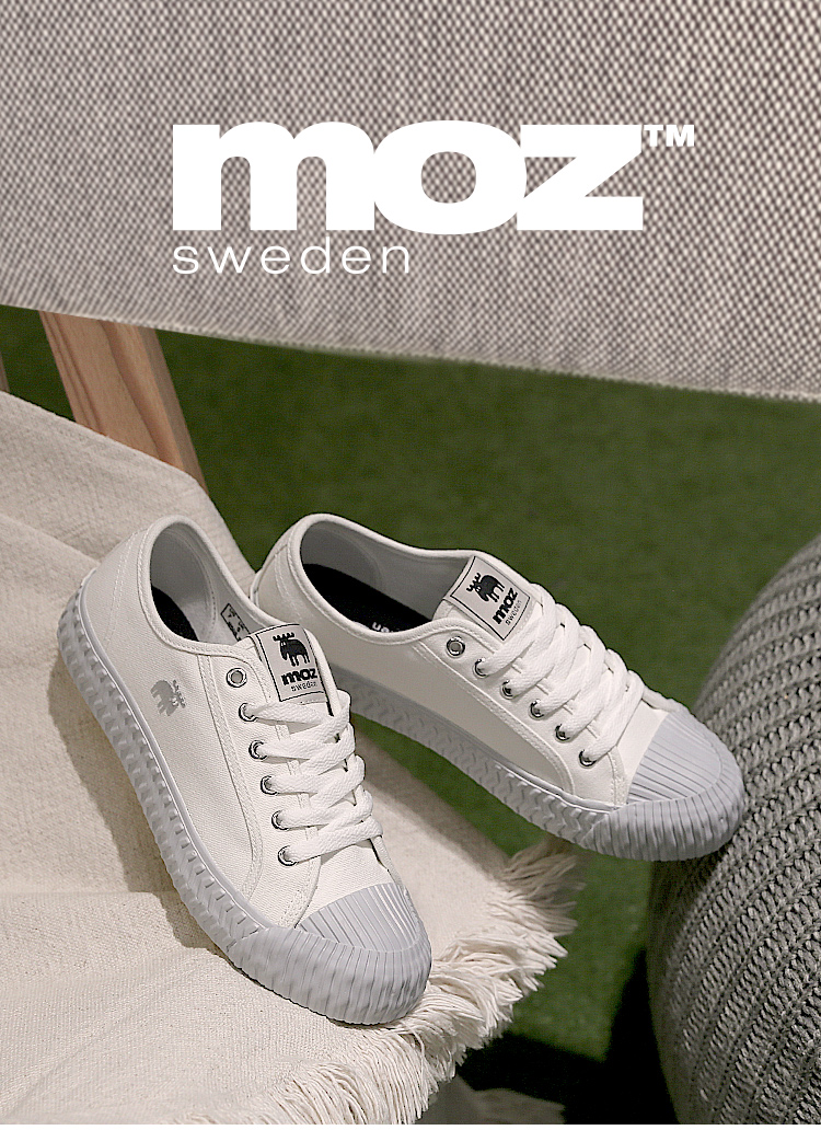 moz Swedish moose lace-up canvas biscuit shoes (marble grey) - Women's Casual Shoes - Cotton & Hemp White