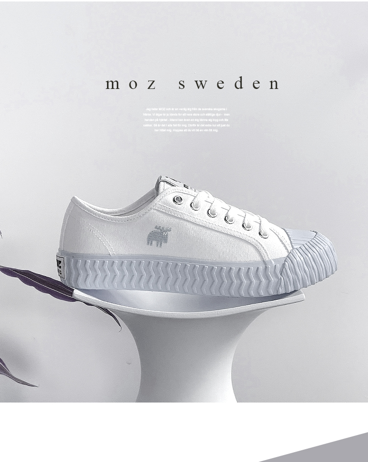 moz Swedish moose lace-up canvas biscuit shoes (marble grey) - Women's Casual Shoes - Cotton & Hemp White