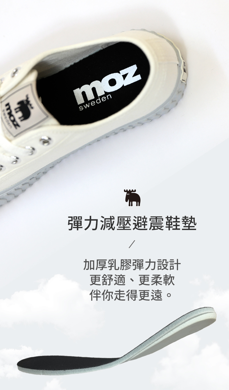 moz Swedish moose lace-up canvas biscuit shoes (marble grey) - Women's Casual Shoes - Cotton & Hemp White