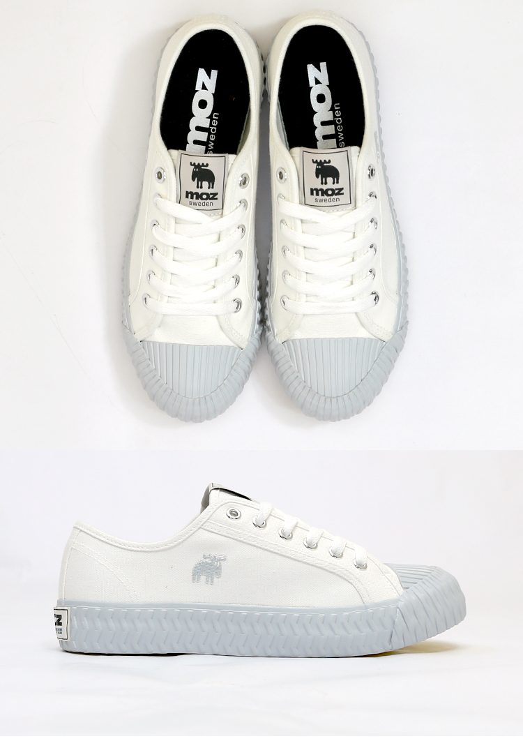moz Swedish moose lace-up canvas biscuit shoes (marble grey) - Women's Casual Shoes - Cotton & Hemp White