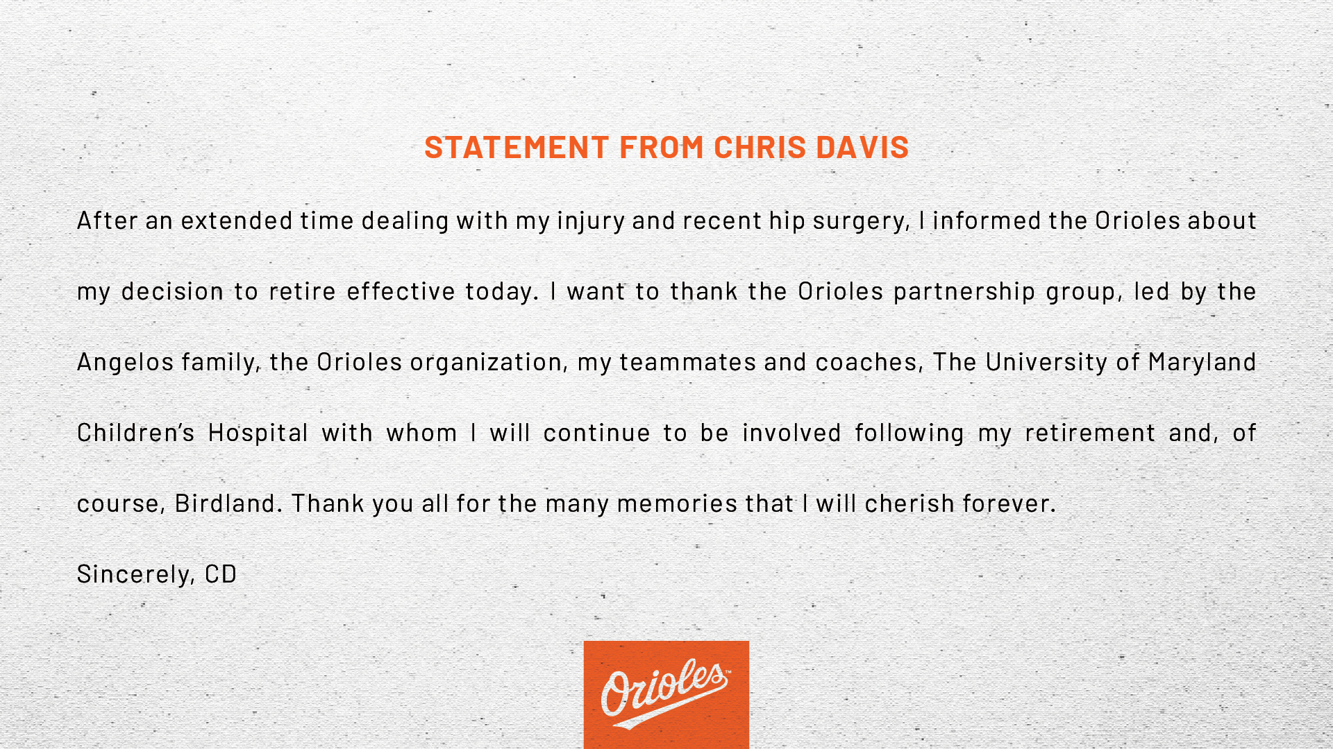 圖 Chris Davis 宣布退休