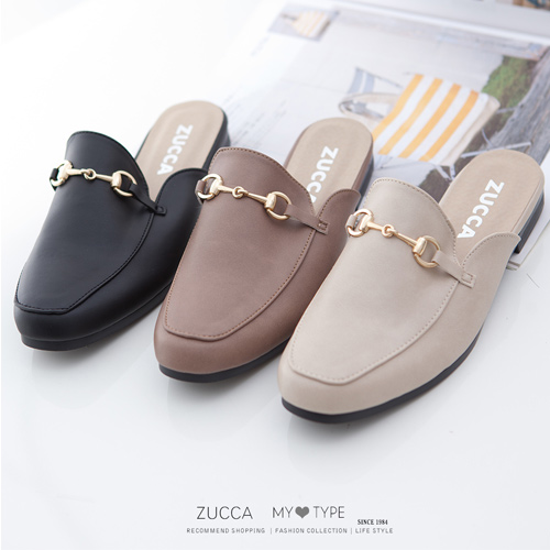 ZUCCA
金屬穿環平底穆勒拖鞋