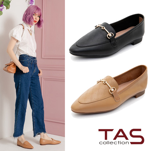 TAS
珍珠飾釦牛皮樂福鞋