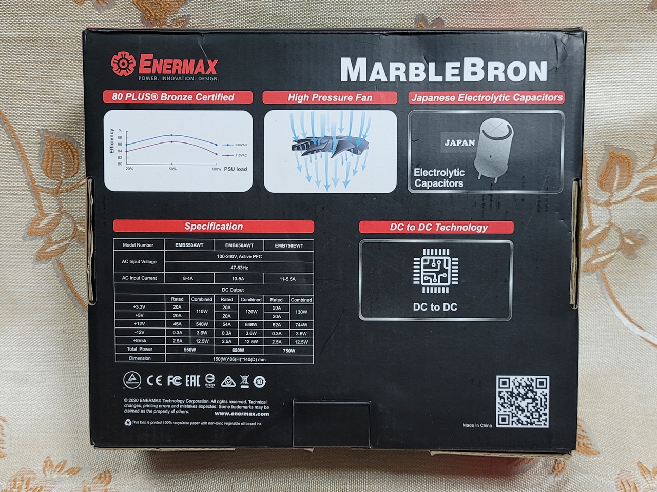 安耐美 MarbleBron 銅競魔 550W 銅牌認證電源供應器簡易開箱2672