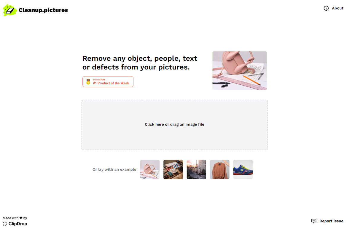 CleanUp.pictures 一款免費線上移除照片中特殊物件小工具