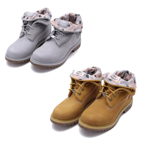 TIMBERLAND 
磨砂革拼接反折中筒靴
