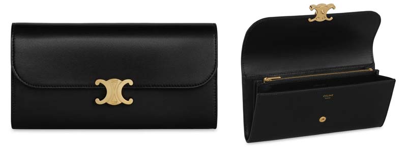 CELINE Large Flap Wallet Triomphe In Shiny Smooth Lambskin