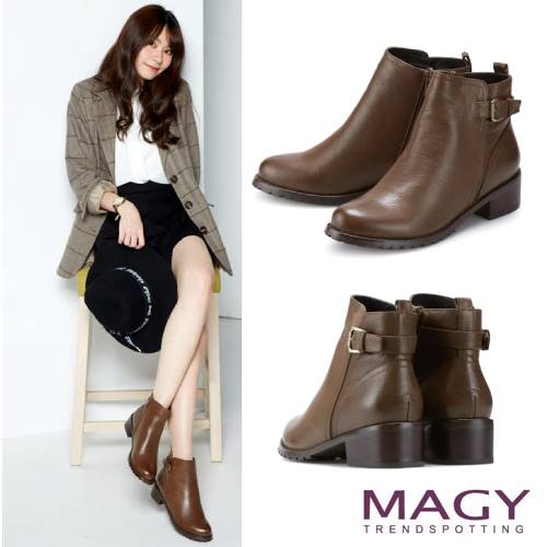MAGY
女款真皮粗跟短靴
