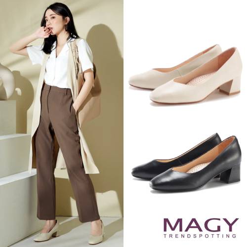 MAGY
真皮方頭女粗中跟鞋