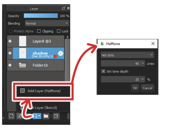 How to create halftone layer in Medibang