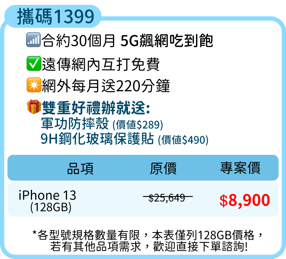 iphone13 攜碼遠傳1399
