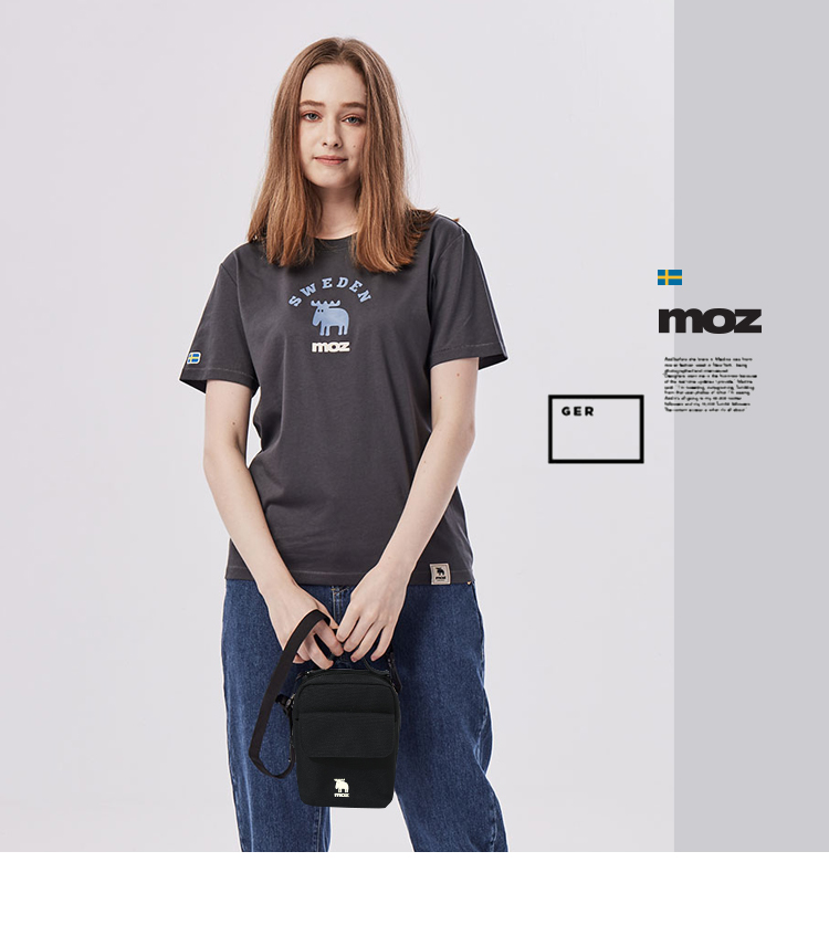 moz Swedish moose inner layer waterproof thick slice toast bag travel small bag (classic black) - Messenger Bags & Sling Bags - Cotton & Hemp Black