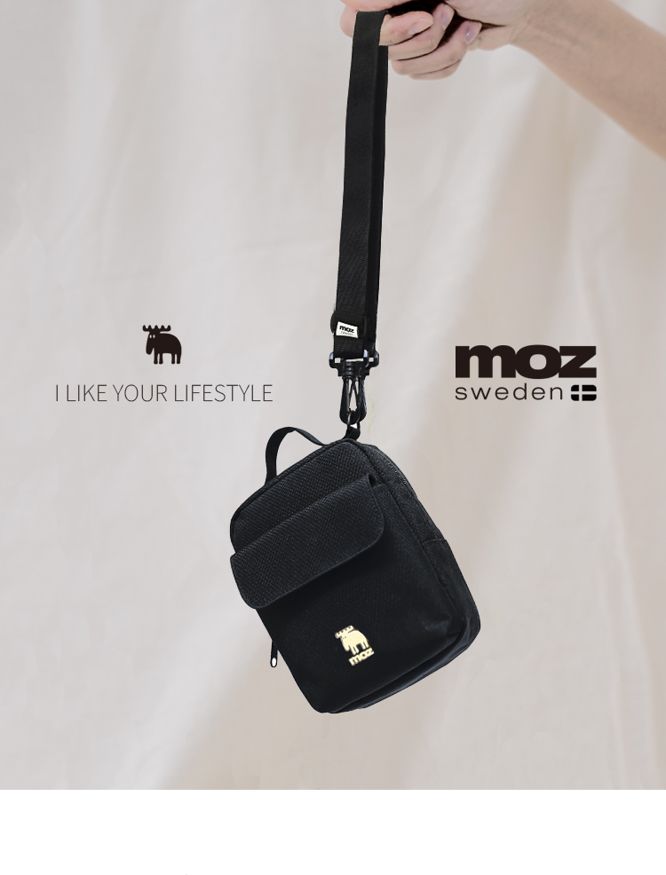 moz Swedish moose inner layer waterproof thick slice toast bag travel small bag (classic black) - Messenger Bags & Sling Bags - Cotton & Hemp Black