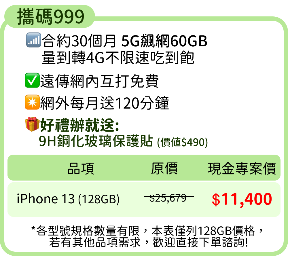 iphone13 攜碼遠傳999