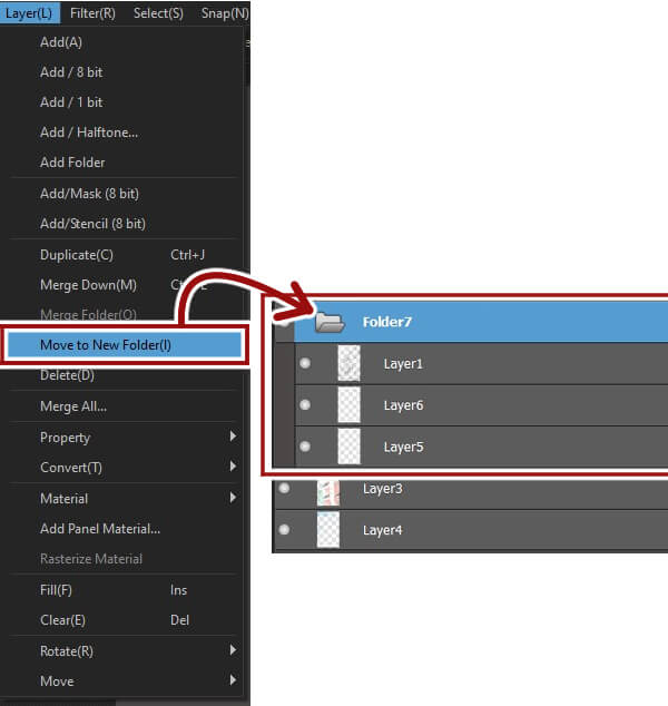 Move Layers to Folder in Medibang Paint Pro