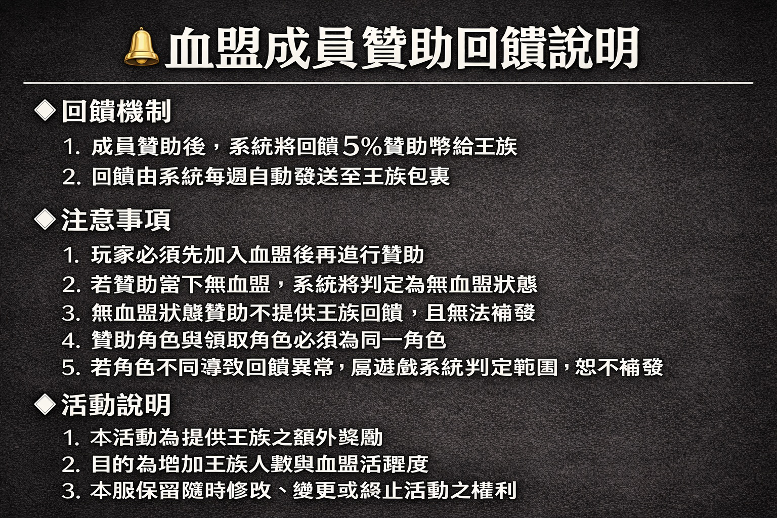 暗界天堂私服論壇 - 血盟王族獲得贊助回饋